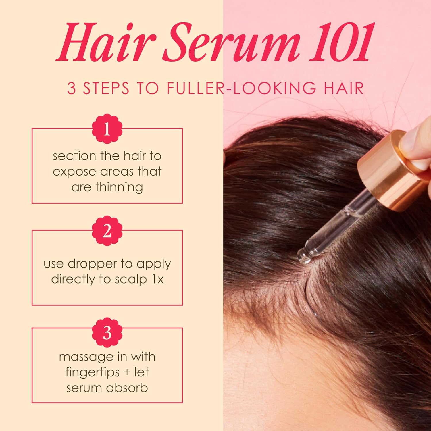 Grande Cosmetics Hair Serum for Men and Women, Promotes Thickness in Thinning Hair, Safe for Color Treated Hair
