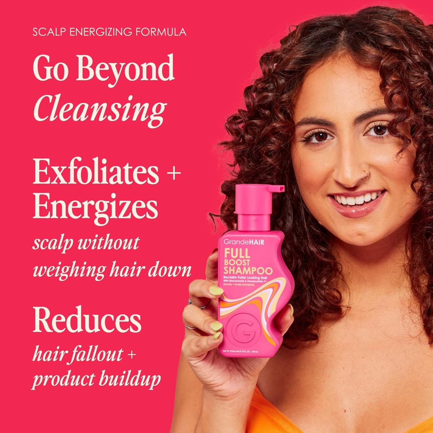 Grande Cosmetics GrandeHAIR Full Boost Shampoo & Conditioner - Sulfate-Free with Niacinamide, Biotin & Rice Protein - Cleanses, Conditions & Strengthens for Healthier & Fuller Looking Hair